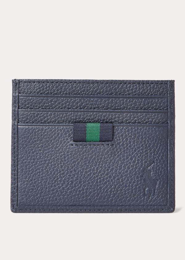 Porta Tarjetas Polo Ralph Lauren Hombre Azul Marino - Pebbled Leather - WIJQP5062